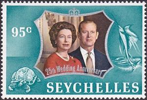 Stamp, Queen Elizabeth II and Prince Philip, Tortoise and Swordfish, Seychelles,  , Royalty, Turtles, Queens, Weddings, Fishes