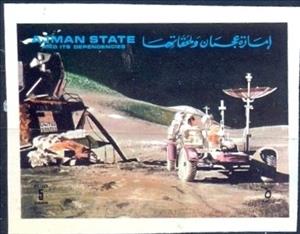 Stamp, Lunar lander and moon vehicle, Ajman,  