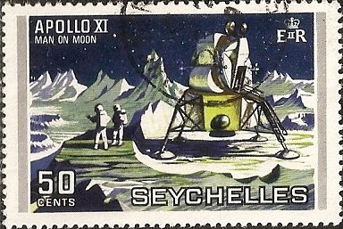 Stamp, Man on Moon, Seychelles,  , Space Traveling, Moon, Moon Landing