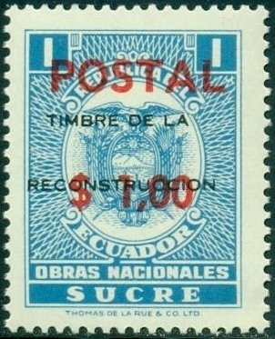 Revenue stamp with black and red overprint