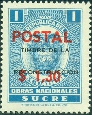 Revenue stamp with black and red overprint
