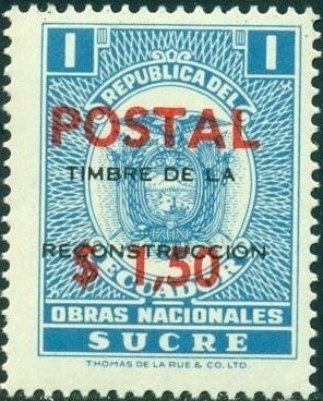 Revenue stamp with black and red overprint