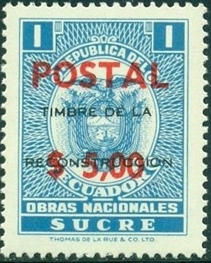 Revenue stamp with black and red overprint