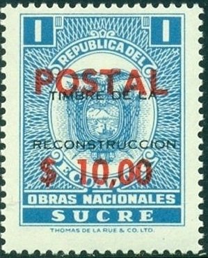 Revenue stamp with black and red overprint