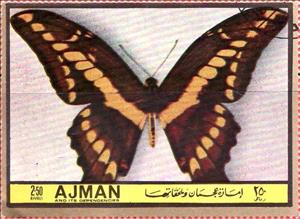 Stamp, Papilio brasiliensis, Ajman,  , Butterflies