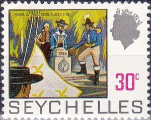 Stamp, Pierre de Possession placed, 1756, Seychelles,  