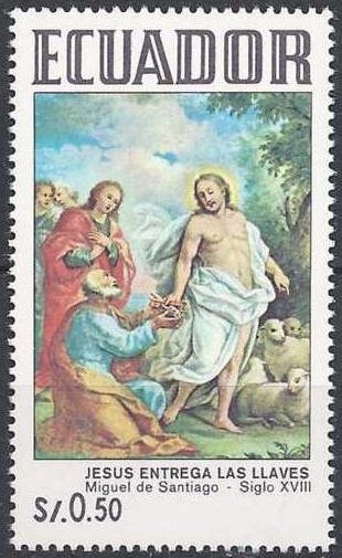 Jesus Giving Keys to St. Peter, by Miguel de Santiago