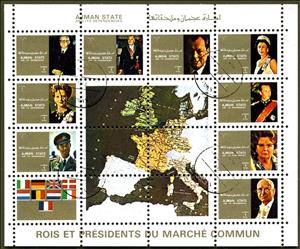 Mini Sheet, Heads of State of the countries of the EU, small format, Ajman,  , Heads of State