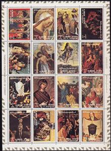 Mini Sheet, Religious paintings, large format, Ajman,  , Religion