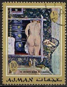 Stamp, The dresser's mirror; Bonnard, Ajman,  , Paintings, Painters, Nudes