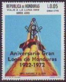 Stamp, Saturn Rocket, overprinted, Honduras,  