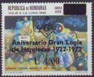 Stamp, Apollo 11 – Crew on the moon, overprinted, Honduras,  