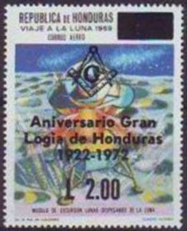 Stamp, Restart on the moon, overprinted, Honduras,  