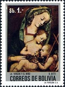 Stamp, Madonna and Child, Bolivia,  
