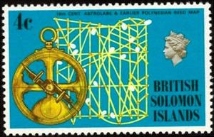 Stamp, Astrolabe, Polynesian reed map., Solomon Islands,  , Discoverers