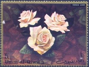 Stamp, Swan Lake, Umm al-Qiwain,  , Roses