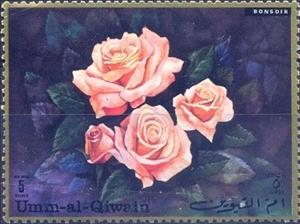 Stamp, Bon soir, Umm al-Qiwain,  , Roses