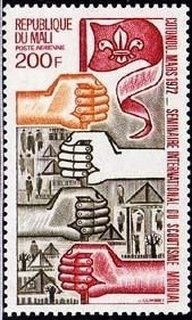Hands of four races holding scout flag