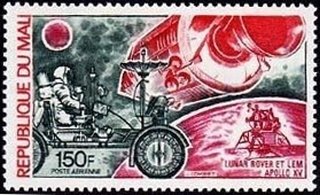 Stamp, Apollo 15, Lunar Rover, Landing Module, Mali,  