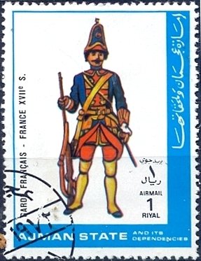 Stamp, French Guard - France, 17th century, Ajman,  , Suits and Costumes