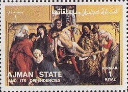 Stamp, Descent from the Cross by Rogier van de Weide, Ajman,  , Religion
