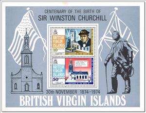 Souvenir Sheet, Winston Churchill Birth Centenary, British Virgin Islands,  