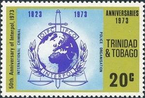 Stamp, 50th. Ann. Of Interpol, Trinidad and Tobago,  