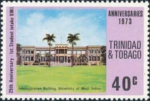 Stamp, 25th. Ann. - First Student intake U.W.I., Trinidad and Tobago,  