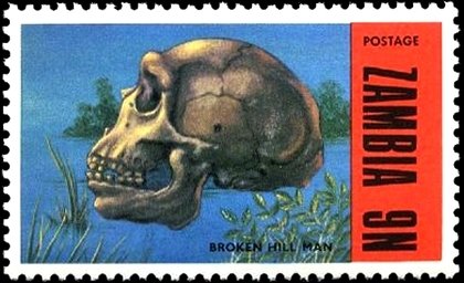 Stamp, "Broken Hill" Man, Zambia,  , Archaeology