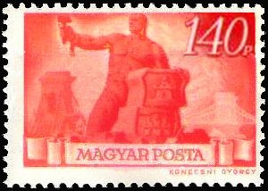 Stamp, Worker with hammer and broken chain, Hungary,  , Tools, Bridges, Stones
