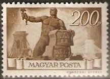 Stamp, Worker with hammer and broken chain, Hungary,  , Tools, Bridges, Stones