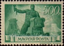 Stamp, Worker with hammer and broken chain, Hungary,  , Tools, Bridges, Stones