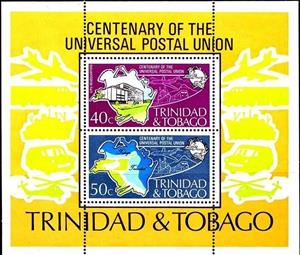 Souvenir Sheet, Centenary of the U.P.U., Trinidad and Tobago,  , UPU, Aviation, Aircrafts
