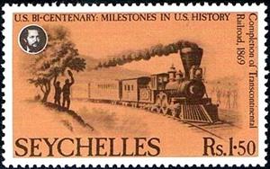 Stamp, Completion of Transcontinental Railroad, Seychelles,  , Railways