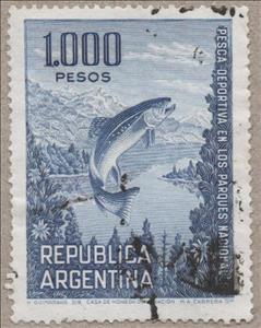 Stamp, Brown Trout (Salmo trutta), Argentina,  , Fishes