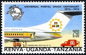 Stamp, Loading mail into Vickers Super VC-10, East African Community,  