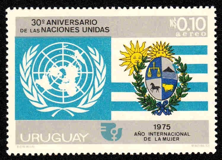 UN emblem and uruguayan simbols