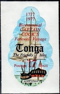 Stamp, "Resolution", ship of Captain Cook, Tonga,  , Ships, Sailing Ships