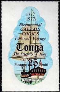 Stamp, "Resolution", ship of Captain Cook, Tonga,  , Ships, Sailing Ships