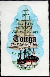 Stamp, "Resolution", ship of Captain Cook, Tonga,  , Ships, Sailing Ships