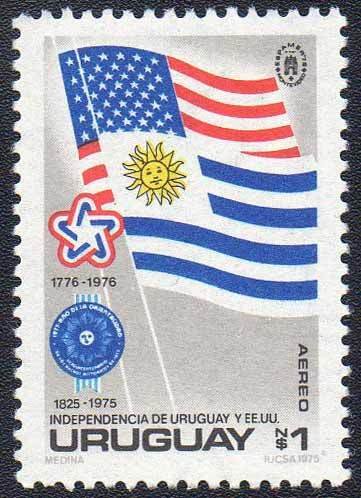 Flags of USA and Uruguay
