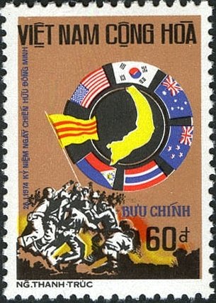 Map of South Viet Nam and Allied Flags