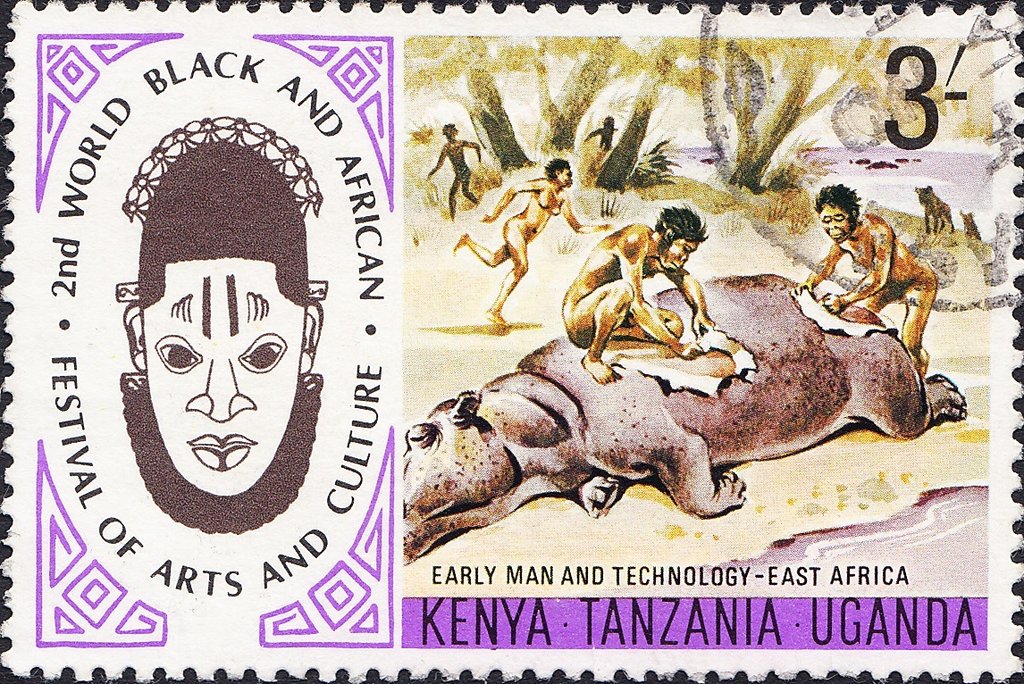 "Early Man and Technology" (skinning animal)