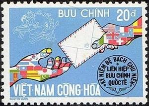 Stamp, Hands Passing Letter, Vietnam, South,  