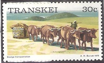 Stamp, Sledge transportation, South Africa, Homelands,  