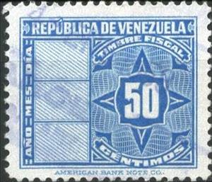 Revenue Stamp, Timbre Fiscal, Venezuela,  