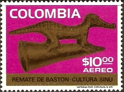 Stamp, Crocodile, Colombia,  , Art