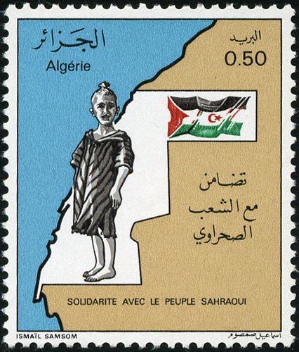Arab child and Western Sahraoui map