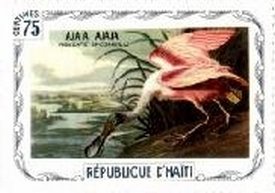 Stamp, Roseate Spoonbill (Platalea ajaja), Cinderellas,  , Birds, Animals (Fauna)