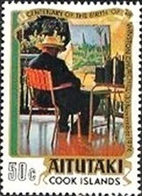 Stamp, Churchill - Painting, Aitutaki,  